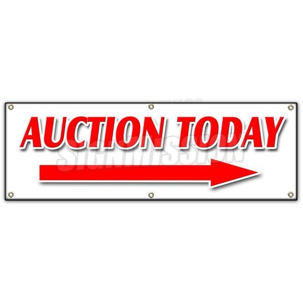 AUCTION TODAY WITH RIGHT ARROW BANNER SIGN antiques jewelry estate